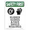 Signmission OSHA SAFETY FIRST Sign, Rubber Gloves And Face W/ Symbol, 10in X 7in Decal, 7" W, 10" H, Portrait OS-SF-D-710-V-11244 - alternate 1